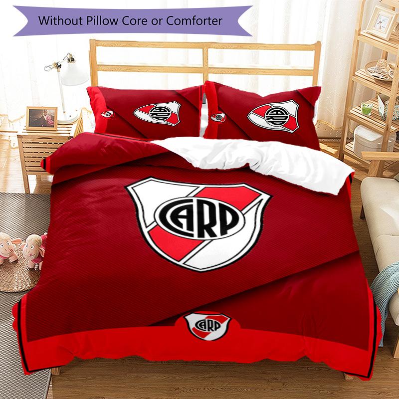 3pcs Club Atlético River Plate Pattern Bedding Set Duvet Cover Set Includes Duvet Cover &pillowcases,perfect All Season Bedroom Decoration&gift