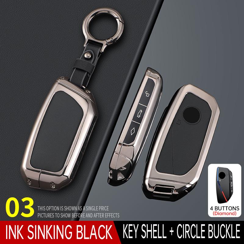Styling Mouldings Cortex Car Remote Smart Key Fob Case Cover Shell Holder Bag with Keychain For BMW 7 Series XM IX I7 X7 G07 202