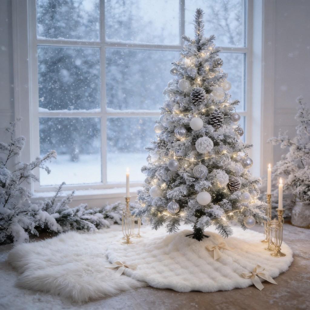 Christmas Tree Skirt Plush Bubble Fabric With White Color For Holiday Decor