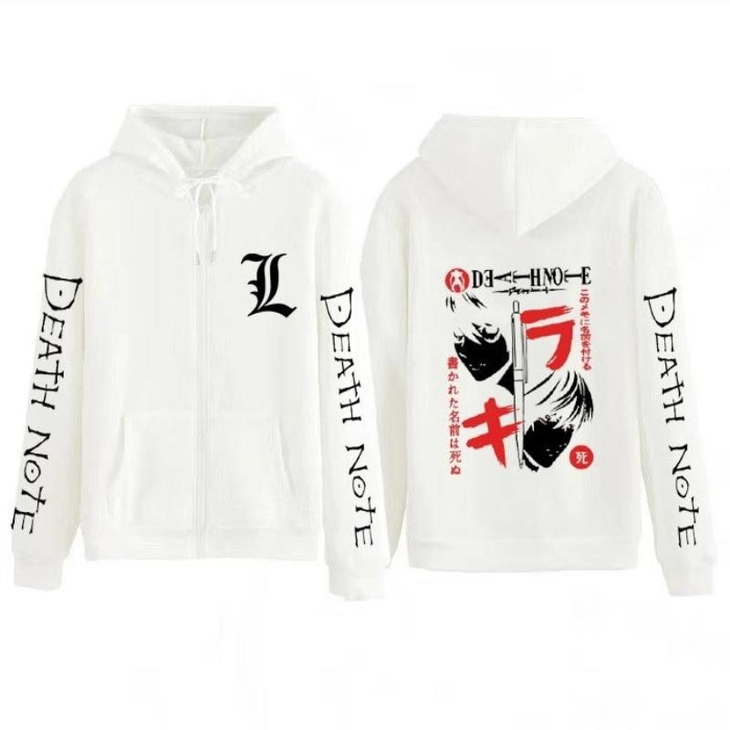 New Death Note Graphic Print Zipper Hoodie Fall Winter Men Women Zipper Hoodies Fashion Trend Sweatshirt Tops Streetwear