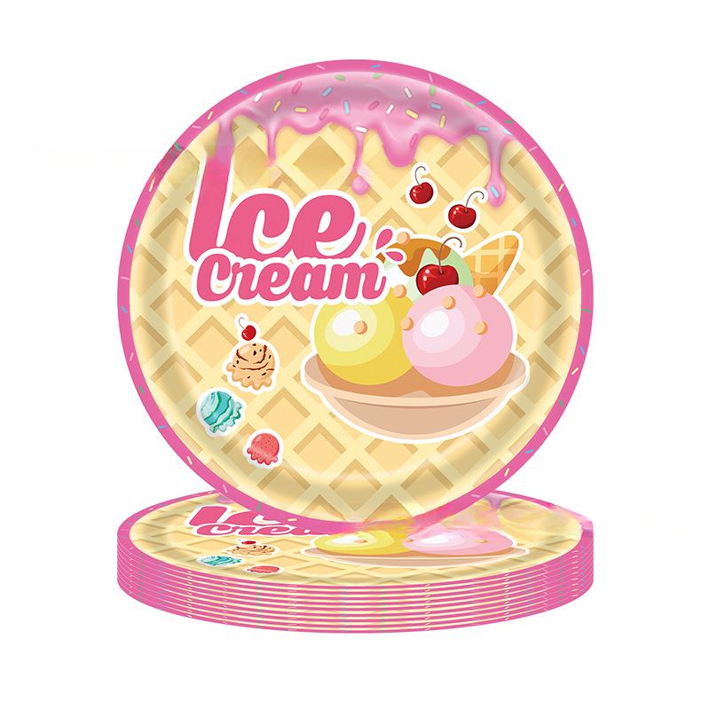 20pcs Summer Ice Cream Paper Tray Party Tissues Tablecloths Banners Decorative Items Cartoon Car Birthday Party Decorations