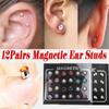 Crystal Round Shape Magnetic Fake Earring Studs No Piercing Gift For Friend Stimulating Acupoints