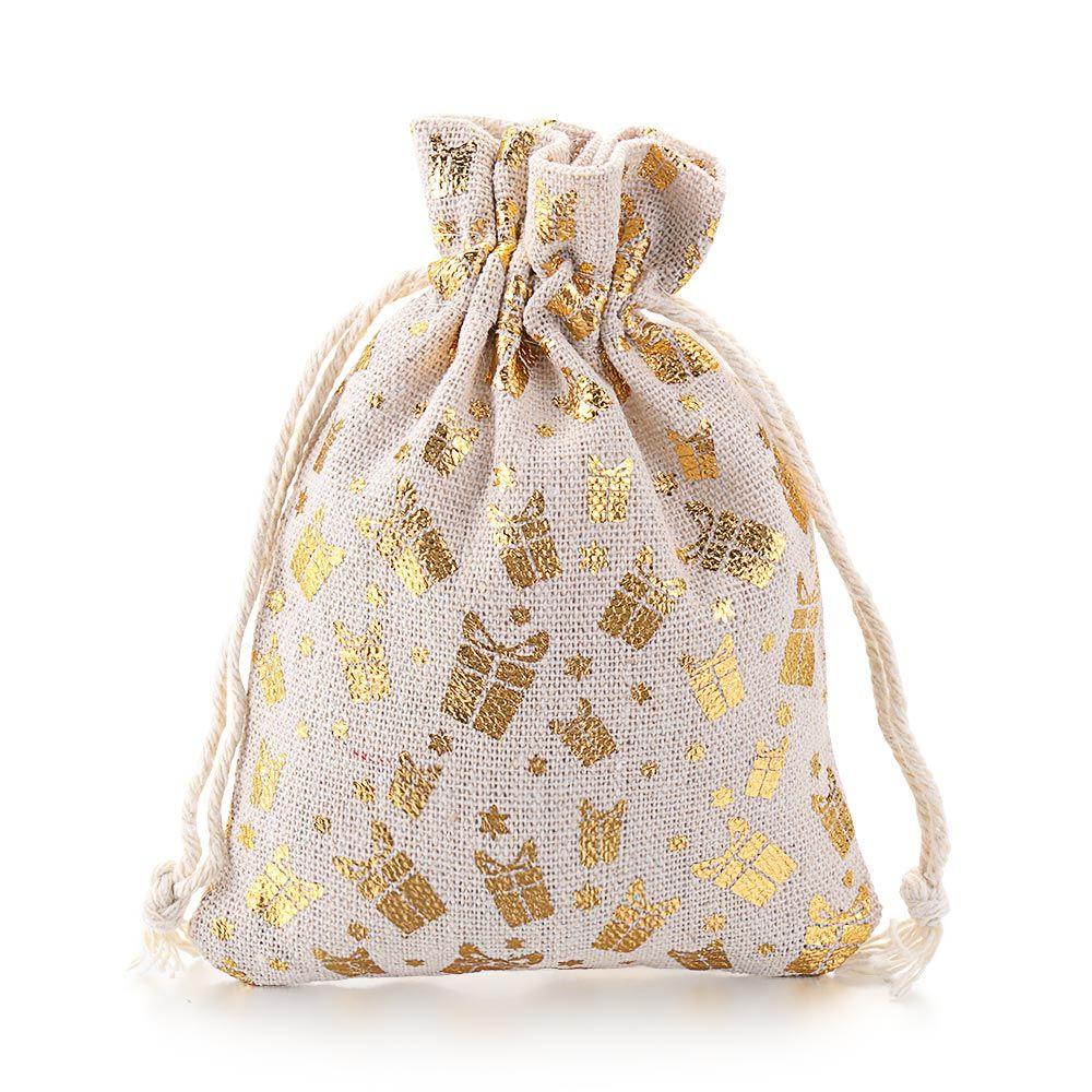 Sack Elk Food Storage Wedding Favor Candy Organizer Jute Gift Bags Drawstring Pouch Merry Christmas