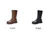 Genuine Leather Mid-Calf Rider Boots with Side Zipper, 2025 Autumn/Winter Fleece-Lined Cowhide Women's Mid-Heel Boots.