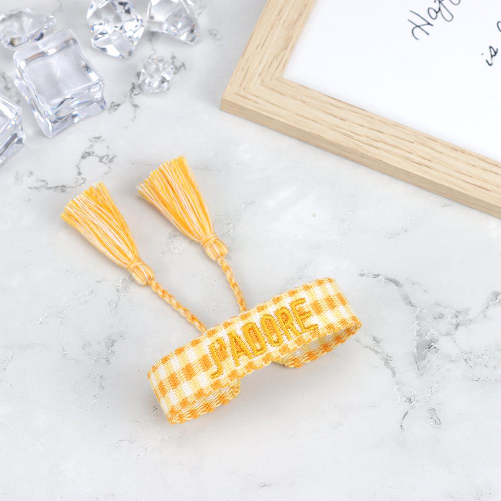 J'adore Bracelet: Embroidered Letter Tassel Wristband for Women & Couples