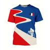 French Symbol 3d Printed T-shirt For Men's Rooster Bicycle Eiffel Tower Pattern T Shirts Street Casual Football Training Tees