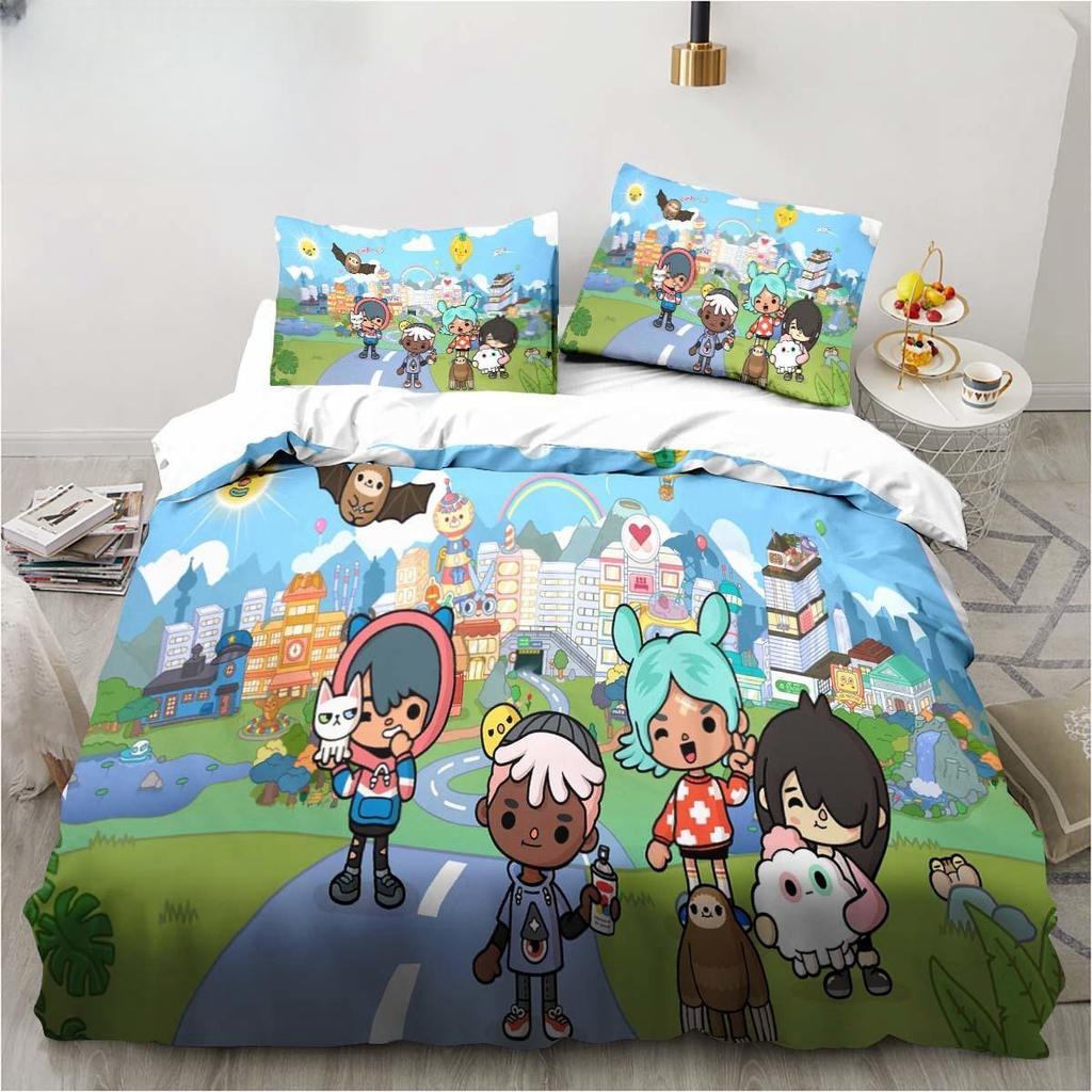 Novo jogo Toca Life World Conjunto de cama Escavadeira Lençol King Twin Double Conjunto de cama infantil Microfibra ou conjunto de capa de edredom de poliéster