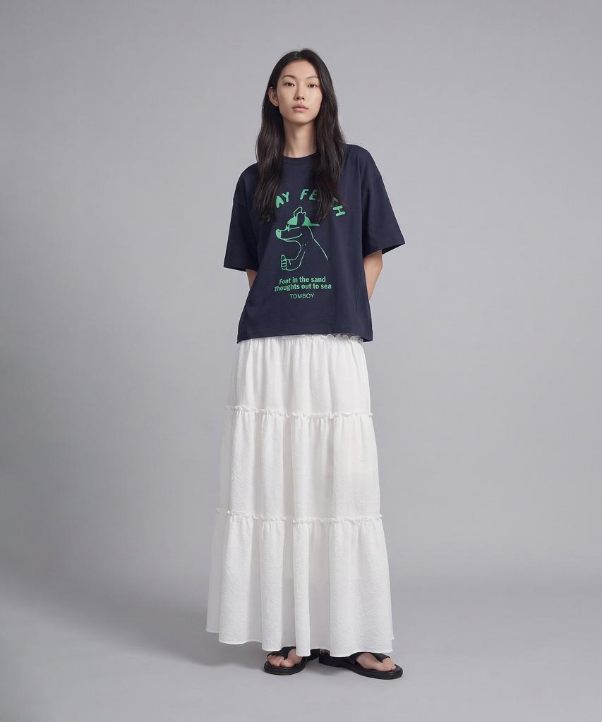 STUDIO TOMBOY Side Pocket Tiered Elastic Skirt_White 9106232210