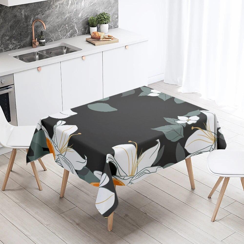 

Простая прямоугольная скатерть с цветочным растением, водонепроницаемая и маслостойкая, свадебное украшение, ресторанный стол, кухня, дом 90x140cm