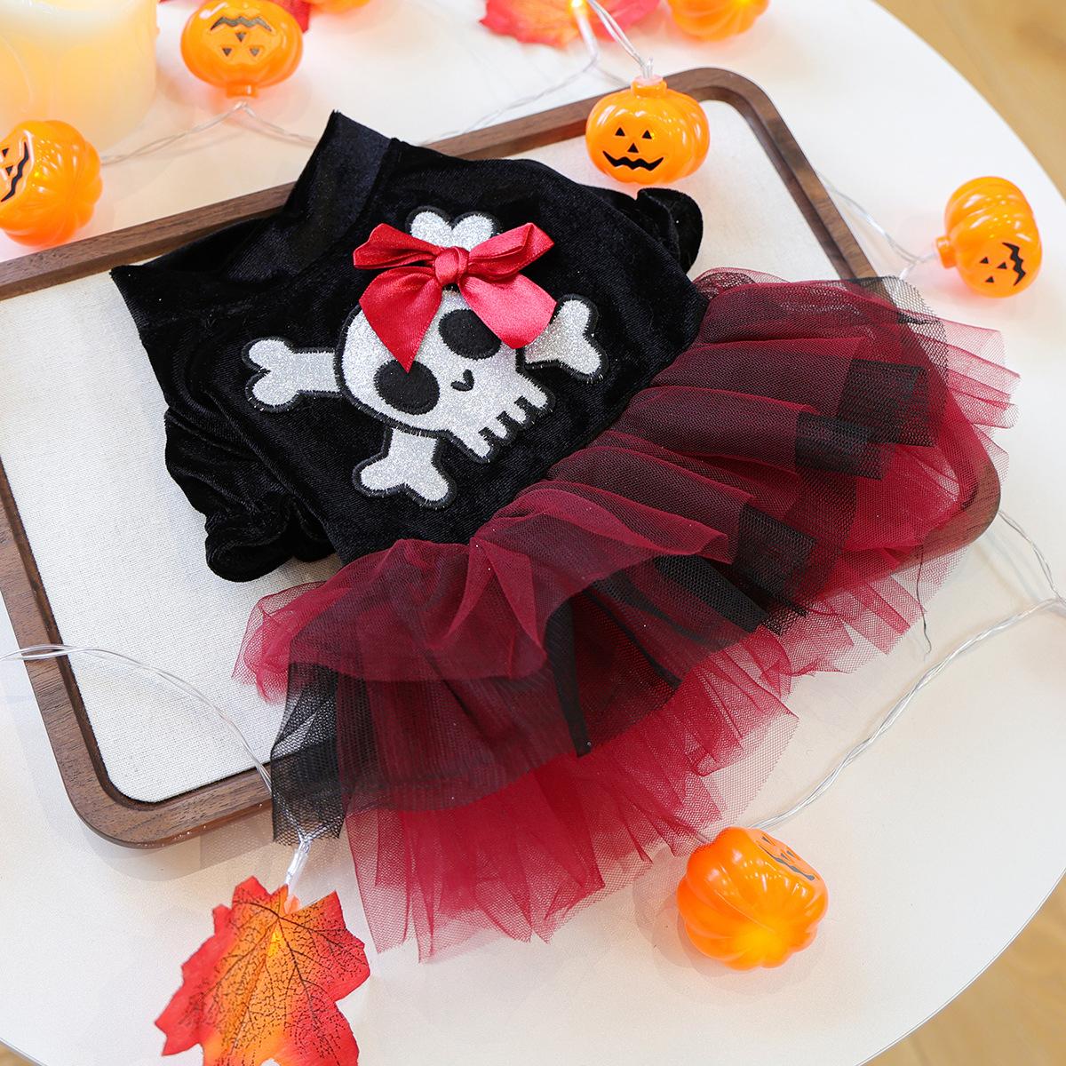 

2025 Autumn Winter Puppy Costume Dress Halloween Pet Cute Puppy Kitten Casual Fashion Costume Pet Skeleton Bow Pirate Dress S
