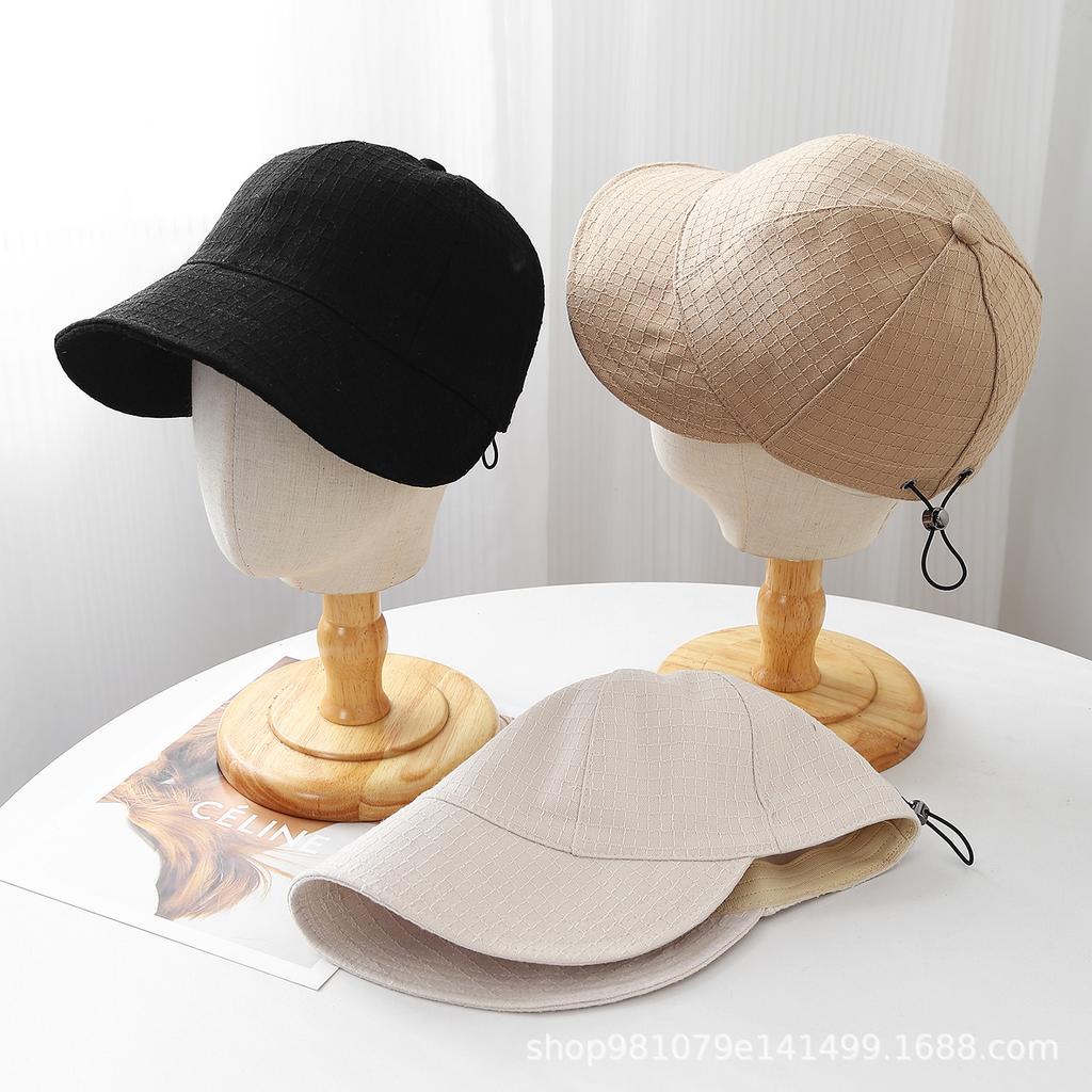 Ruth sun protection hat women's summer sun protection bucket hat face small plain sun hat black spring and autumn cap