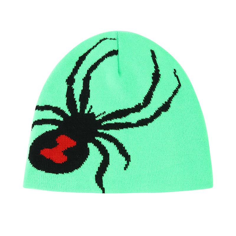 Knitted Beanie Winter Hat - Trendy Skull Cap with Spider Jacquard Pattern for Men Women