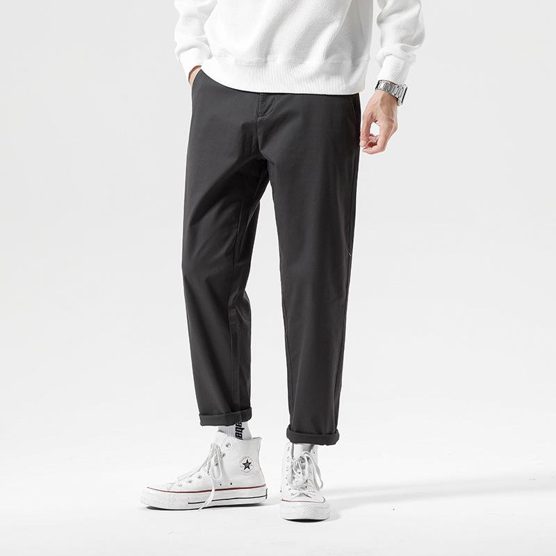 Men's 2023 Spring/Autumn Loose Straight Cotton Casual Trousers - Trendy Korean All-Match Style