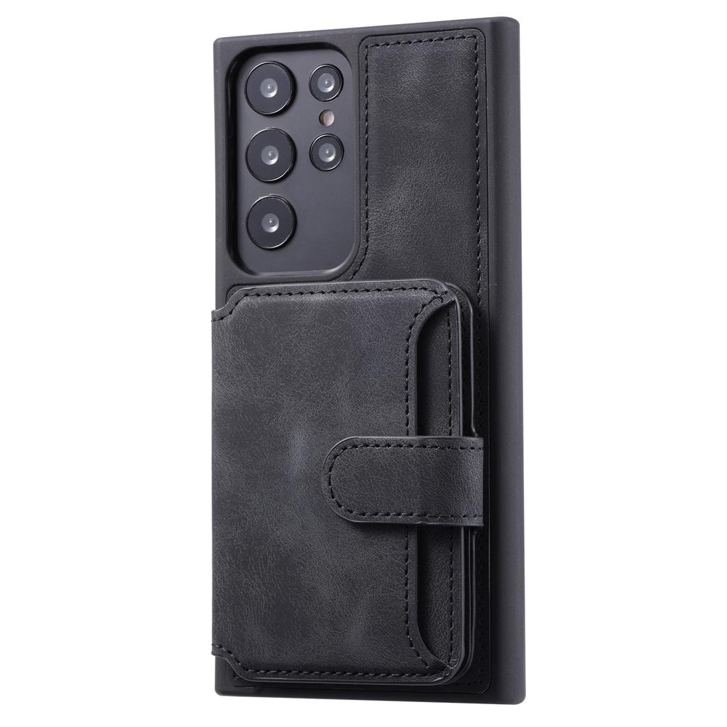 Für Samsung Galaxy S22 Ultra 5G RFID-Blockierendes Wallet Handyhülle Ständer Lederbeschichtete TPU-Hülle