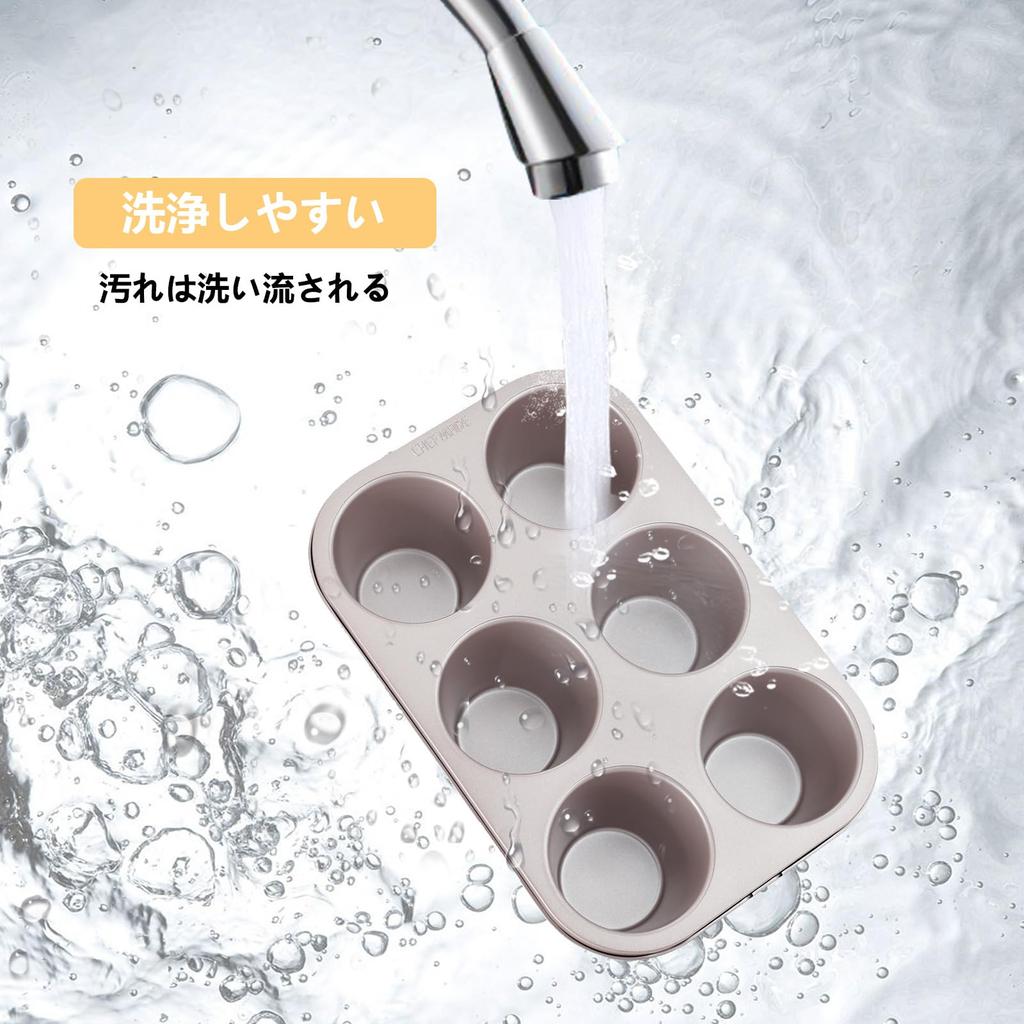 CHEFMADE Cake Mold, Muffin & Cupcake Mold, 6-Cavity, Non-Stick Cake Mold, 31.8*21.5*7.9cm