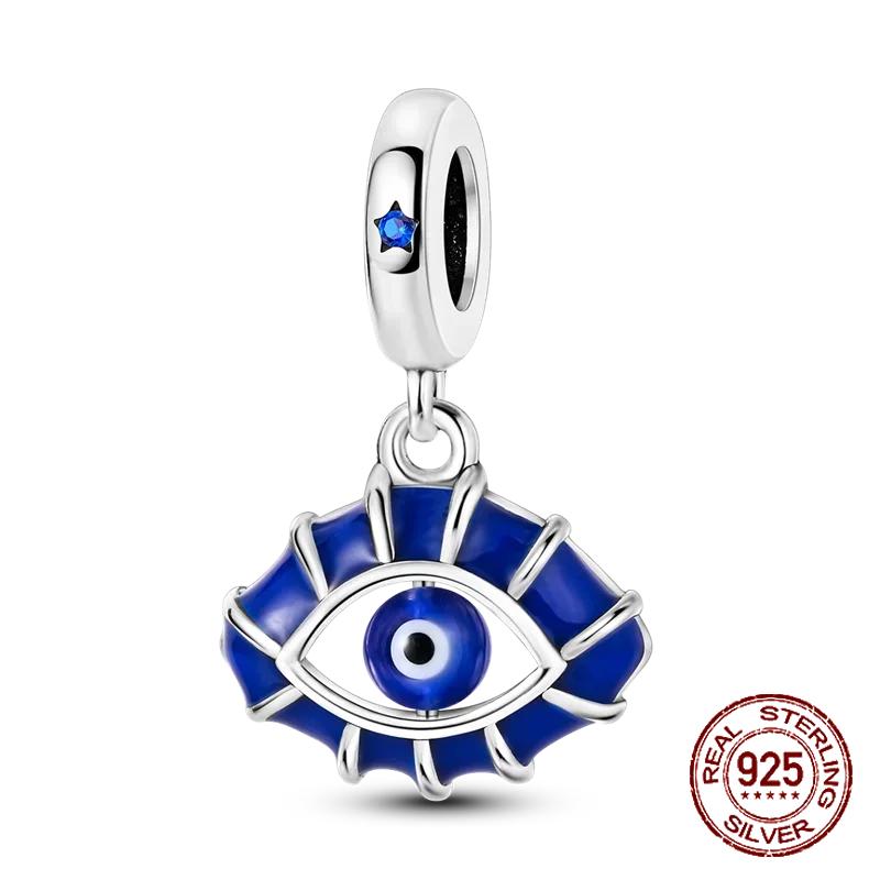 Copper Metal Evil Eye Dangle Charm Bead Component Lucky Symbol Designs Pendant Bead Component Compatible With Bracelet High Quality Fine Jewelry