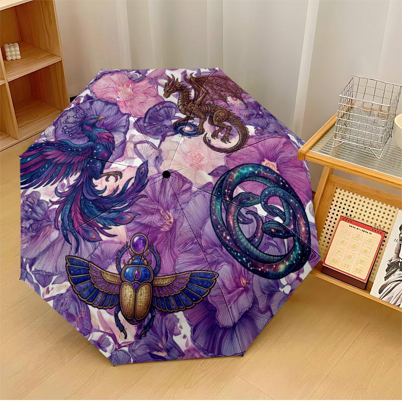 Mystischer Pilzgarten Thema Automatischer Regenschirm Kompakt 8-Rippen-Design Stabile Konstruktion Langlebiger Schirm Stilvolles Accessoire