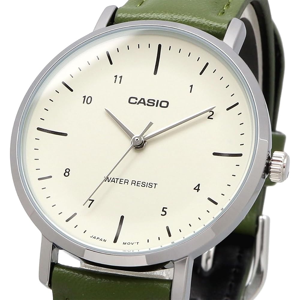 [Casio] CASIO Analog Quartz Women's Watch LTP-VT03L-3B Cream x Green Leather Band (Overseas Model) [Parallel Import]