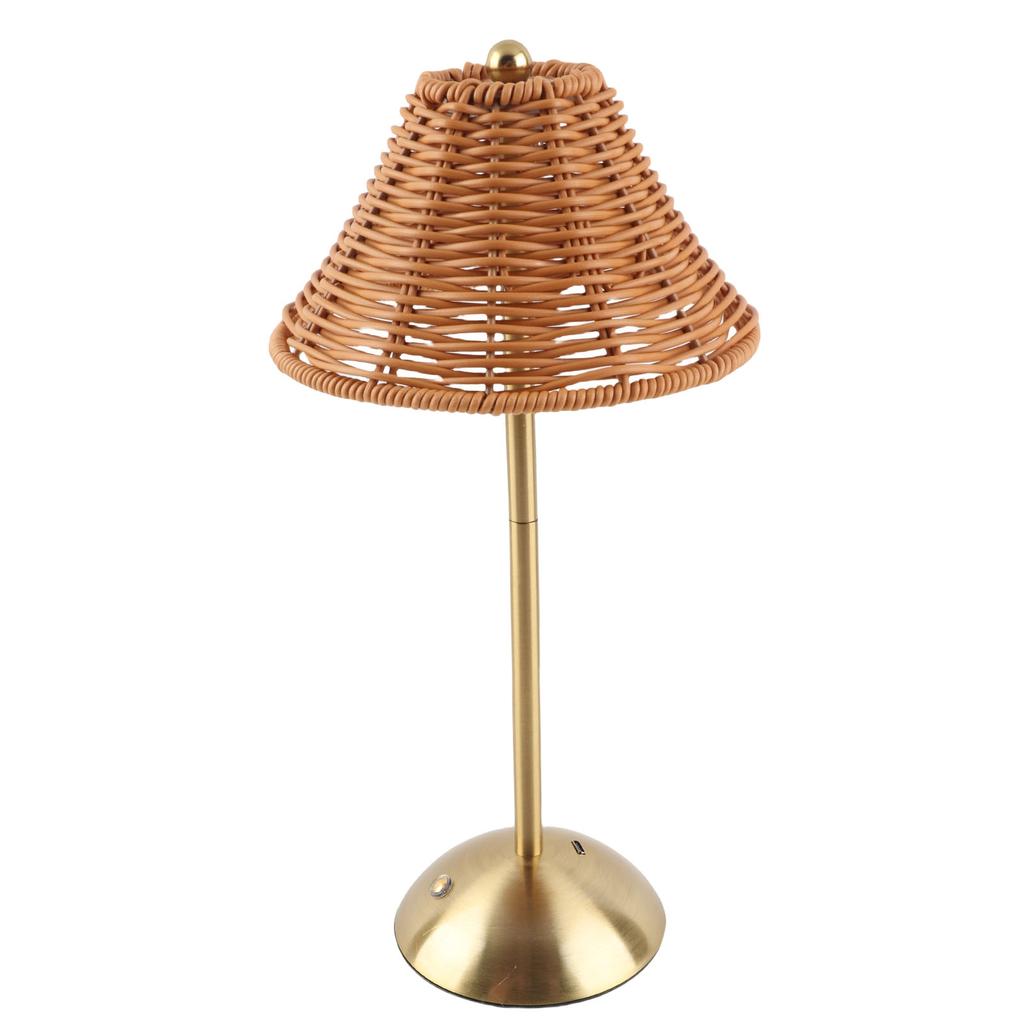 Cordless Boho Rattan Table Lamp Rechargeable Dimmable LED Bedside Lamp Decorative Lighting for Home Restaurant Hotel Dining Table