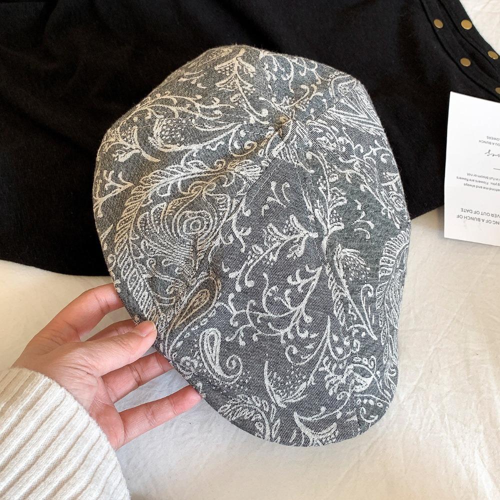 Ethnic Style Embroidery Flower Forward Hat Y2k Glitter Beret Casual Cadet Cap  Outdoor