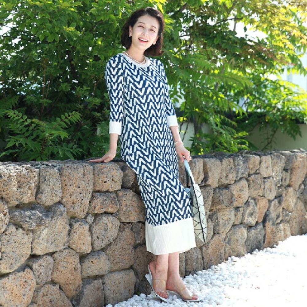 Shiz Madam Women S V Neck 7 SleeVe Pleated dreSS N2671