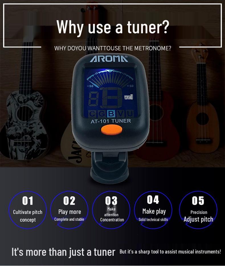 Multifunctional Electronic Tuner for Guitar, Violin, and Ukulele with Twelve Equal Temperament