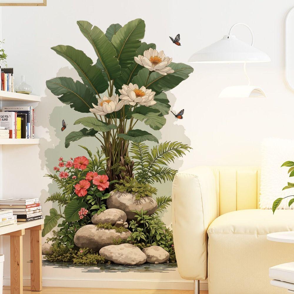 Large Size Wall Decal Sticker PVC Material Eco-friendly Wall Mural Removable Green Plant Self-Adhesive Wall Sticker Sofa Wall