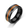 BAECYT 3 Estilos Anillos de Boda Clásicos de 8 mm para Hombres Anillo de Acero Inoxidable Negro con Naranja Rosa Ranura Azul Anillo de Compromiso