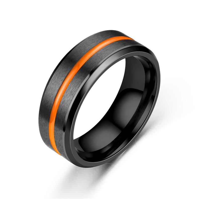 

BAECYT 3 Styles Classic 8mm Wedding Rings For Men s Stainless Steel Ring Black with pink orange Blue Groove Engagement Ring 9 помаранчевий