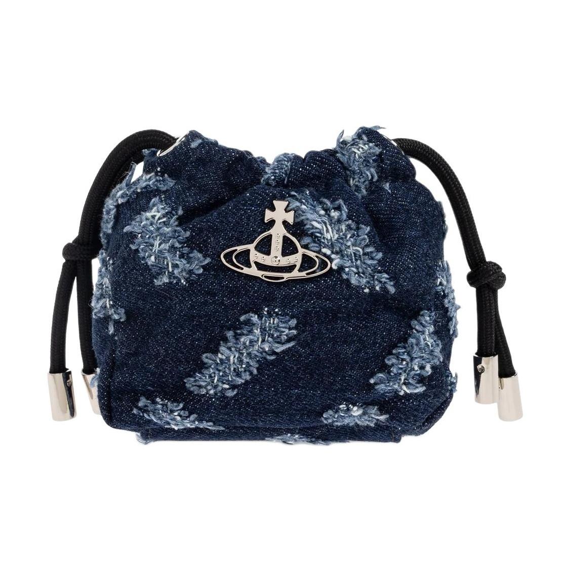 

VIVIENNE WESTWOOD Nano Hilary Classic Cotton Bucket Bag Clutch Women Bags Blue 55040001UW01BOK208 Basic Set (Bag+Dust Bag)