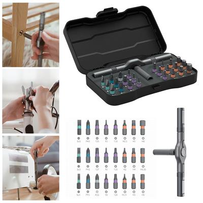 Ensemble de tournevis à cliquet multifonction 24 en 1, Mini kit d'outils de réparation multi-embouts magnétiques, Outils de précision à impact pour bricolage, Électricien