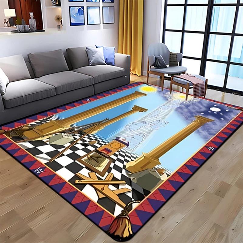 Freemasonry Carpet Masonic Rug Floor Mat Carpet Regtangle Living Room Carpet Bedroom Carpet Home Anti-Slip Carpet Door Mat