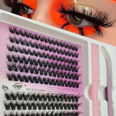 DIY Segmentierte Falsche Wimpern 5D Dicht Selbstverpflanzendes Wimpernset Einzelner Cluster Simulation Große Kapazität