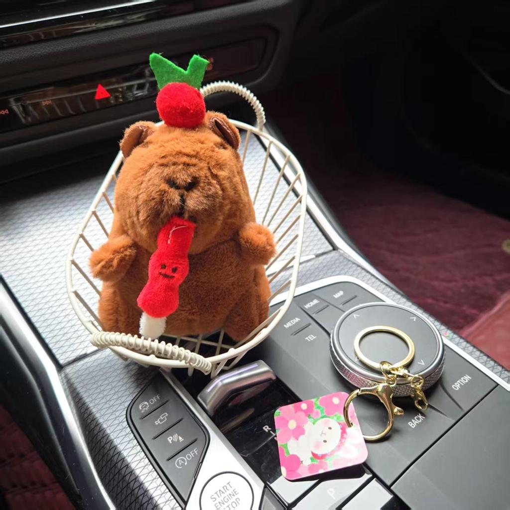 Capybara Plush Keychain Tanghulu Pull String Bag Charm Toy