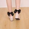 Mesh fishnet socks, short socks, sexy large bow fishnet stockings, European and American style mid-calf socks Butterfly net socks