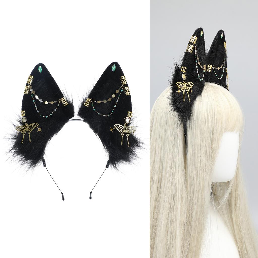 Dark Series Exotic Wolf Ear Hairband Roleplay Anime Costume Hairhoop Masquerades Headpiece Anime Event Head Accessories