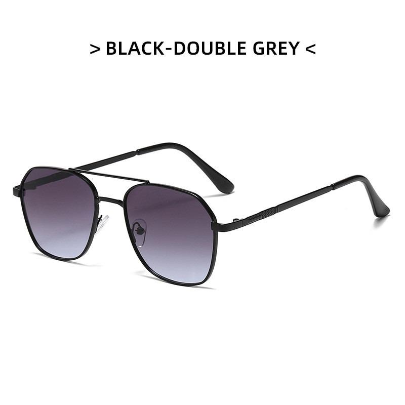 Metal Frame Square Sunglasses Chic UV Protection Double Beam Double Beam Sunglasses Fashionable Square Lens Metal Sunglasses