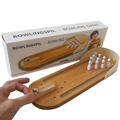 Mini Bowling Board Game Toy Wooden Children s Puzzle Innovation Toy Solid Wood Parent-child Interactive Ball Table Small Toy