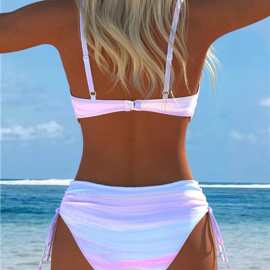 1011 European and American Print Split Two-piece Swimsuit Bikini Flower Series Sexy Beach