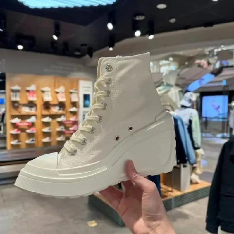 Fashion 2024 Brand Leather Women's Sneakers White Platform canvas shoes for Woman Sneakers Female Vulcanized Shoes fashion Casual Ladies