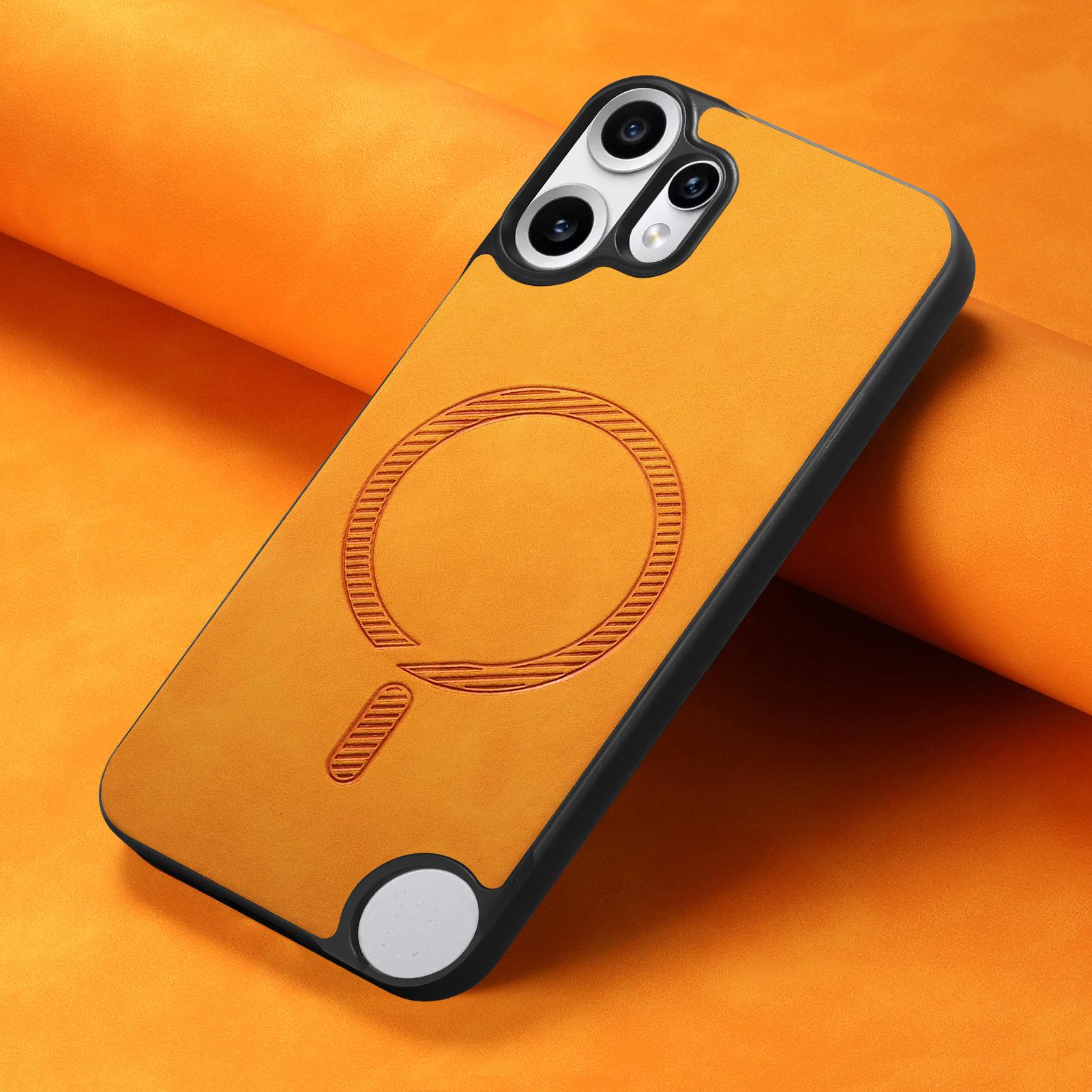 

Магнитный кожаный чехол для Nothing CMF Phone 2 Pro Magsafe Беспроводная зарядка Матовый противоударный чехол для CMF Phone 2Pro Бампер Nothing CMF Phone 2 Pro оранжевый