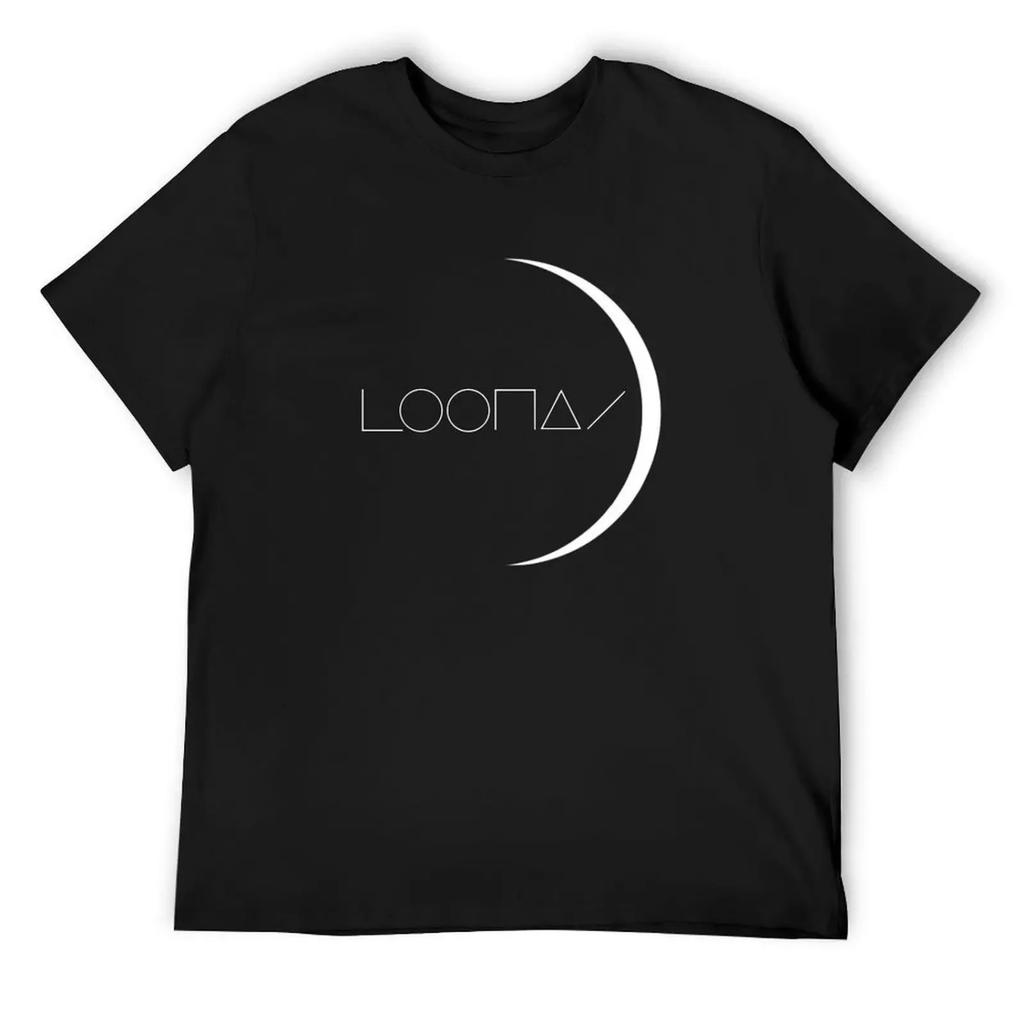 LOONA - White Moon Logo T-Shirt koreanische Mode Oberteile billige Sachen Vintage Herren T-Shirts Top-Qualität