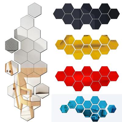 12/24ks 3D šestihranné zrcadlové samolepky na zeď DIY odnímatelné samolepicí estetické mozaikové dlaždice samolepky zrcadlo domácí dekorace