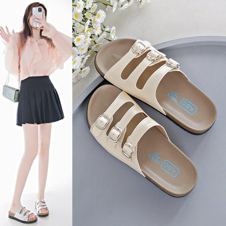 

Thick-soled shit-stepping versatile one-word slippers women s shoes wear 2024 new summer soft-soled beach sandals sandals 40