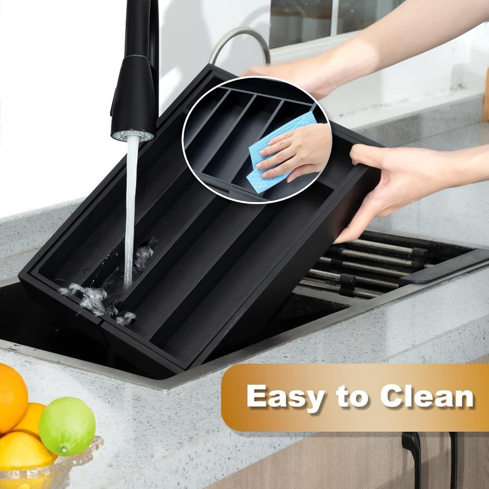 Silverware Drawer Storage Box Expandable Kitchen Tableware Tray Adjustable Tableware Rack Tableware Storage Box