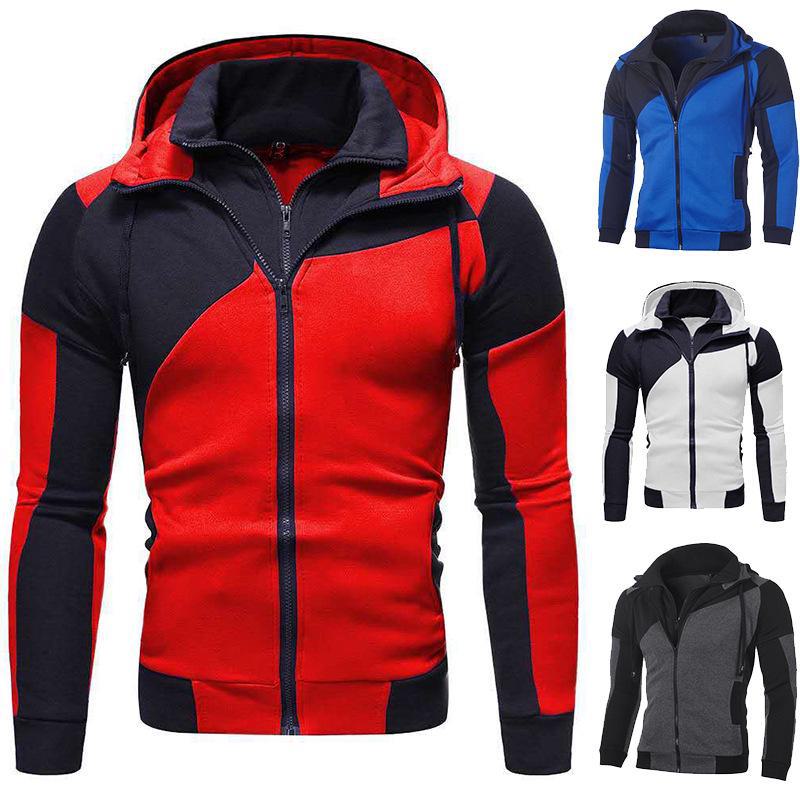 Sweat-shirt à capuche en polaire à double fermeture éclair pour homme blanc