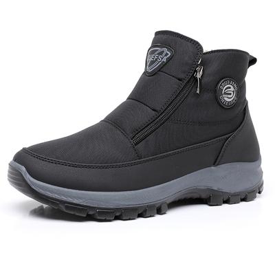Men's Winter Warm Snow Boots With Zip Non-Slip Ankle Booties With Faux Fur Lining Comfortable Work Sneakers Casual Walking Short Boots Shoes for Men