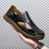 Fashion Outdoor Beach Slippers Mens Sandals Quick Dry Leather Male Summer Shoes Travel Casual Sandals Leisure Walk Half Drag Flip-flops