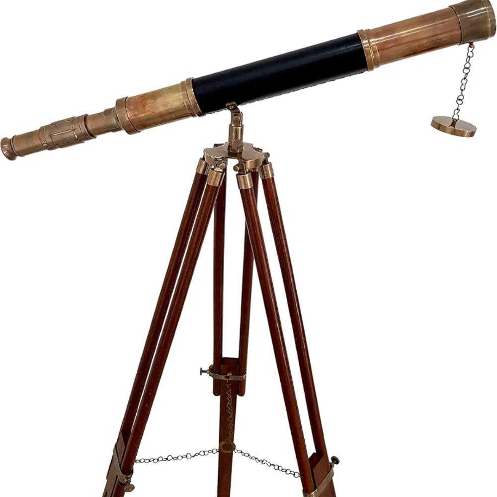 

Старинный телескоп Sailor Boat — коричневый, 139,7 см, черная кожа, деревянный штатив как