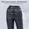 Gänsedaunenhose Herren Damen Warme Daunenhose Outdoor Wasserdicht Wanderhose Leichte Füllung aus 90% weißen Gänsefedern